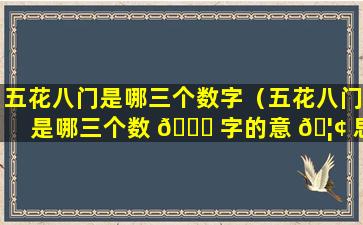 五花八门是哪三个数字（五花八门是哪三个数 🕊 字的意 🦢 思）